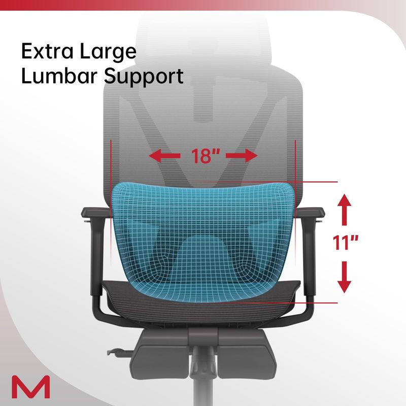 M2-MT Ergonomic Office Chair High Back Desk Chair With Large Elastic Adaptive Lumbar Support With Retractable Footrest 3D Headrest ARSS Armrest 135°Tilting Mesh Computer Chair BIFMA_voghion.com
