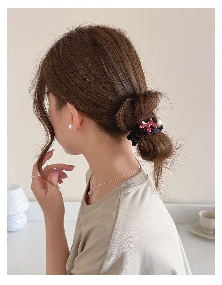 Puppy Pearl Tie Women's Simple Versatile Ponytail Rope High Elastic Rubber Band Hair Accessories_voghion.com