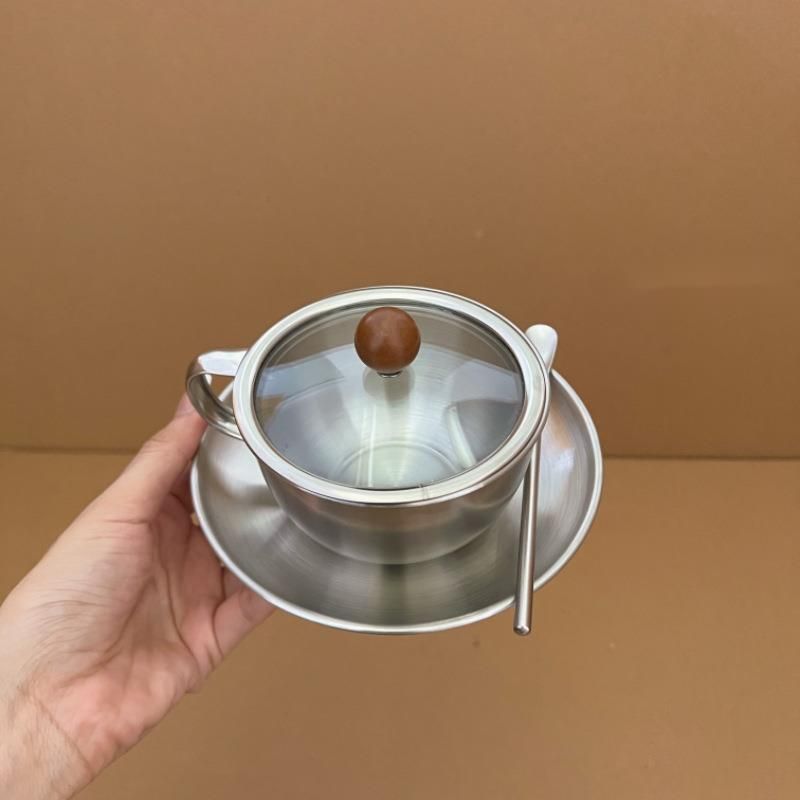Set da caffè e piattino in acciaio inossidabile, stile industriale europeo, in metallo, per tè pomeridiano, tazza da latte americano, per infusione a freddo_voghion.com