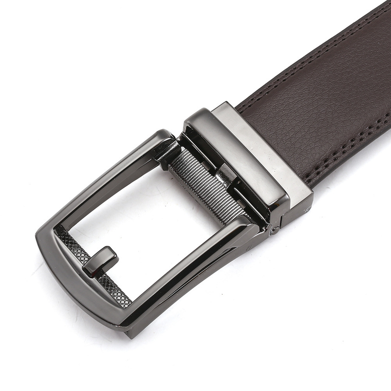 2024 New Fashion Versatile Leather Belt Men's Automatic Buckle Belt Cowhide Belt False Needle Buckle Belt_voghion.com