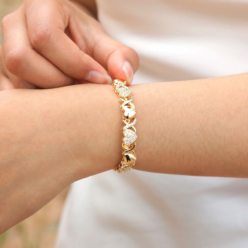 Braccialetti Bracciale da donna in zircone a forma di cuore a forma di fiore a forma di foglia rotonda a forma di serpente Acqua di sorgente PBR 101_voghion.com