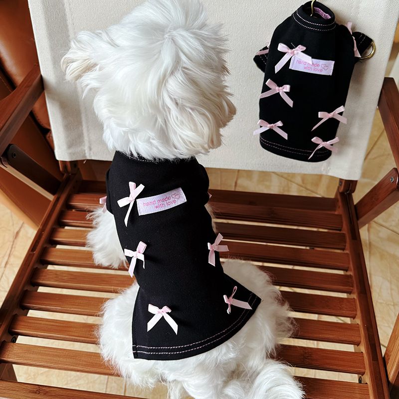 Neu Herbst Winter Haustier Hund Katze Baumwolle Home Base Rosa Schwarz Bowknot Kleine_voghion.com