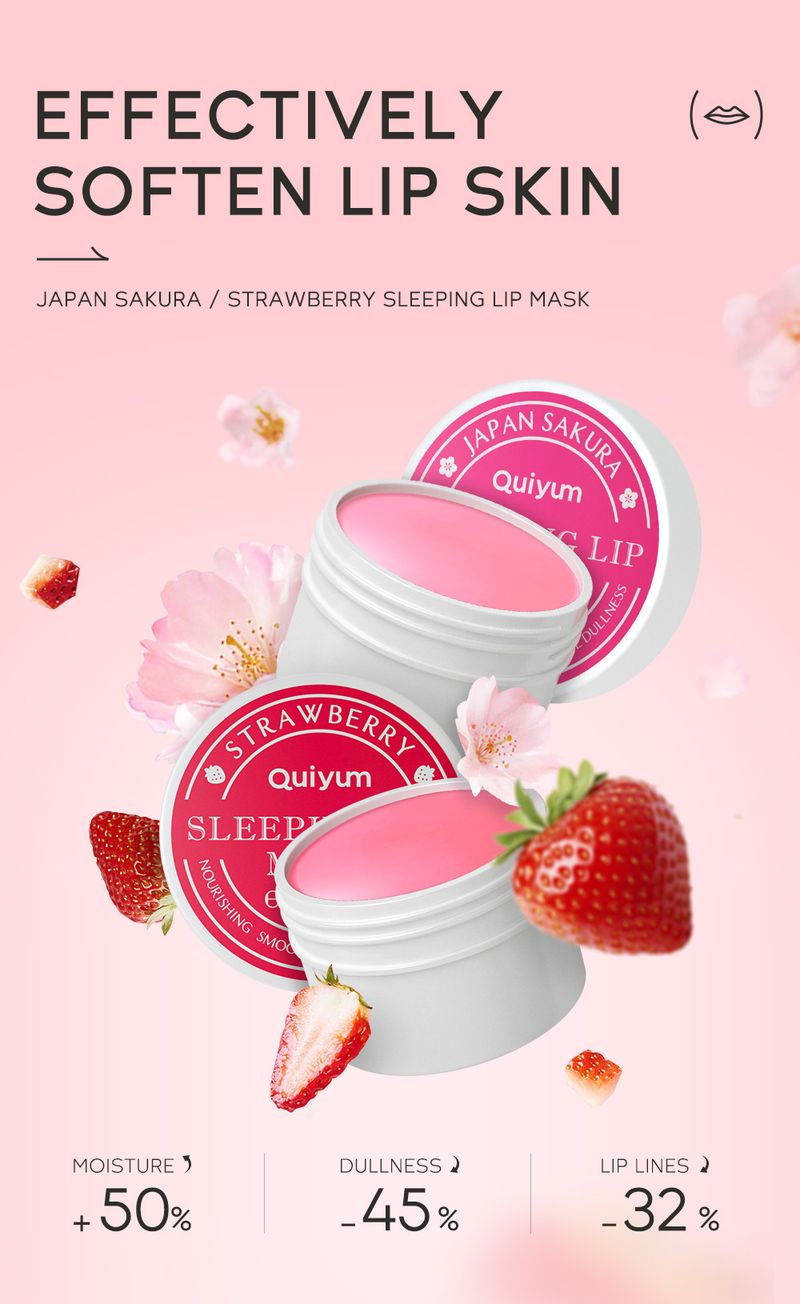 Scrub e trattamenti per il corpo Maschera labbra alla fragola da notte 15 g Balsamo labbra idratante che ammorbidisce le cuticole e idrata_voghion.com