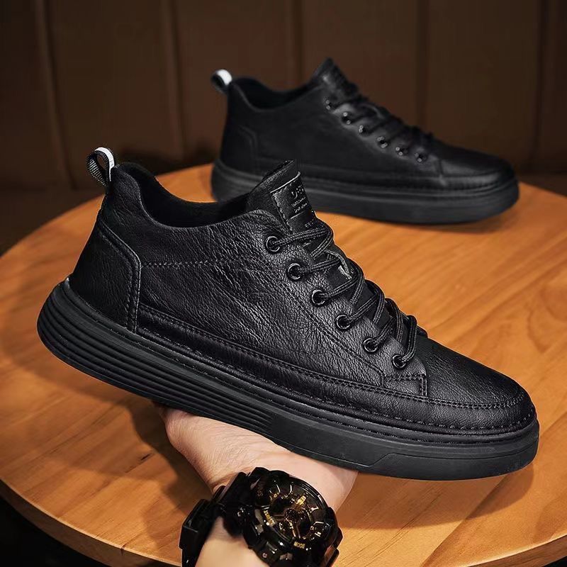 Spring Men's New Breathable Surface Board Trendy Versatile Business Casual Leather Work Shoes_voghion.com