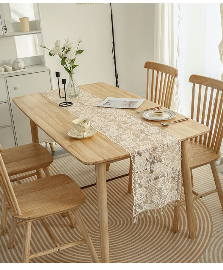 Retro Table Flag Palace Lace Hook Flower Polyester Cotton Tassel Lace Placemat Dining Table Side Cabinet_voghion.com