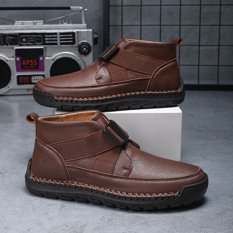 Scarpe da uomo slip-on casual di grandi dimensioni, in pelle, nuove, cucite a mano, autunno-inverno_voghion.com