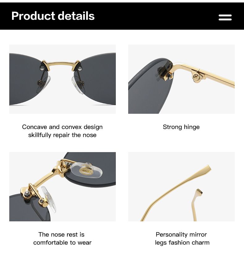 Mode Neue Randlose Damen Marke Designer Sonnenbrille Wemen UV400 Gradienten Linsen Sonnenbrille F Eyewear 2024 Sonnenbrille_voghion.com