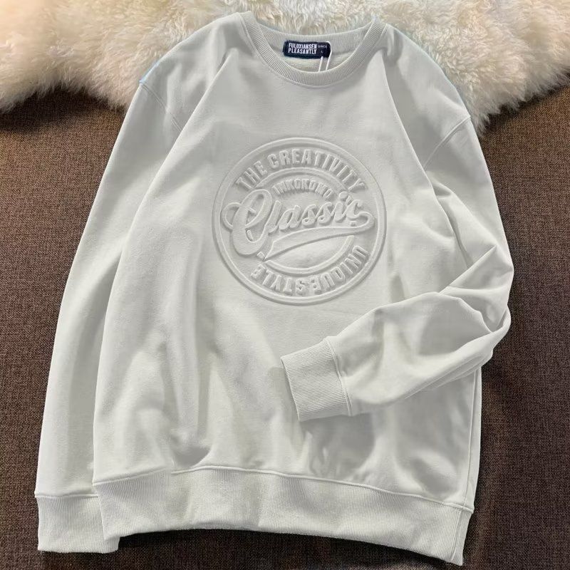 Unisex Oversized 3D Embossed Hoodie - Hip Hop Streetwear Pullover für Männer & Frauen (Weiß/Schwarz, M-3XL)_voghion.com