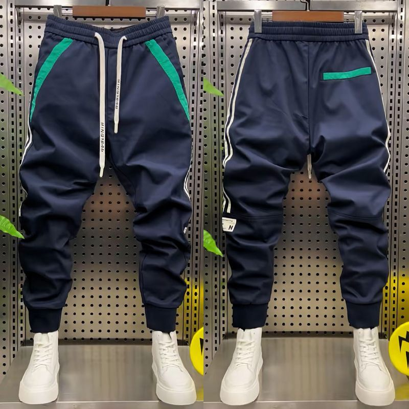 Herbst Neue Herren Sport Lose und Vielseitige Gespleißt Leggings Casual Hosen Rundhals Pullover Langarm Set_voghion.com