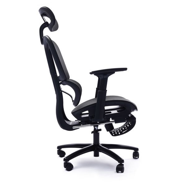 Adjustable Ergonomic Black Mesh Office Chair With Headrest And Footrest, Conference/Computer Desk Chair_voghion.com