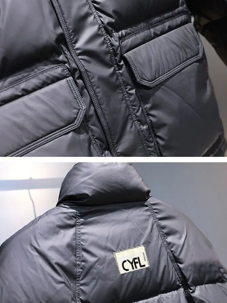Giacca in piumino d'anatra bianca di alta qualità per uomo - Cappotto invernale caldo e spesso imbottito con imbottitura di alta qualità, design a tinta unita per protezione dal freddo_voghion.com