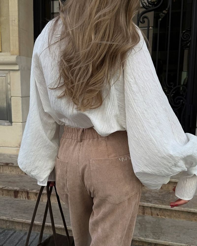 Maglietta a maniche lunghe con risvolto, design semplice e ampia, nuova moda estiva da donna_voghion.com