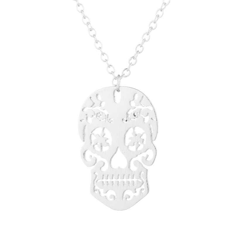 Vintage Horror ausgehöhlte Anhänger Halskette Unisex mexikanischen Schädel Schlüsselbein Kette Ornament Halloween Geschenk_voghion.com