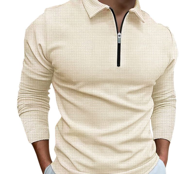 Neues Herren-Langarm-Poloshirt mit Digitaldruck, Umlegekragen, Reißverschluss und schmaler Passform (Modell 2025)_voghion.com