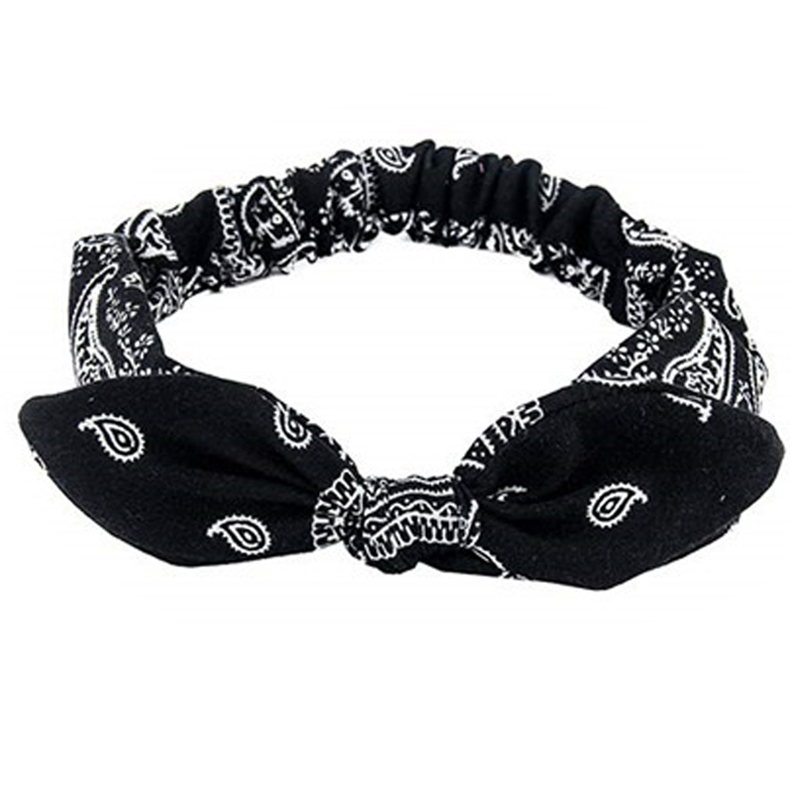 Paisley Print Boho galvos juosta Minkštos galvos juostos Vintage Bowknot elastinės plaukų juostos Plaukų aksesuarai_voghion.com