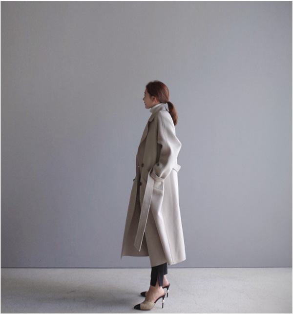 Women's Clothing Winter Mid-Length Waist Slimming Lapel Lace Woolen Coat_voghion.com