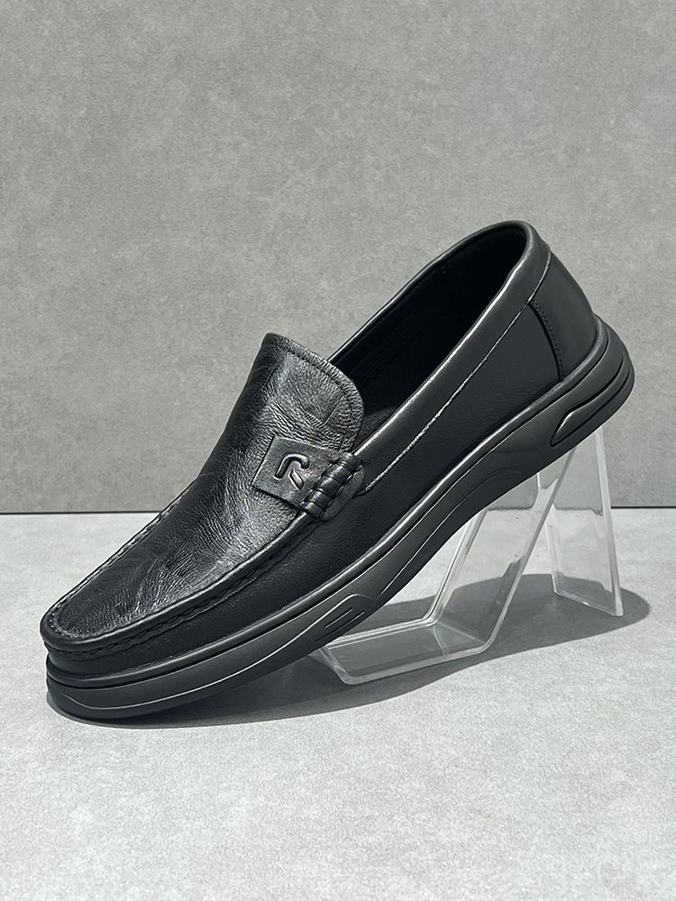 Men's Loafers Summer Breathable Genuine Comfortable Soft Sole Slip-On Business Casual Leather Shoes_voghion.com
