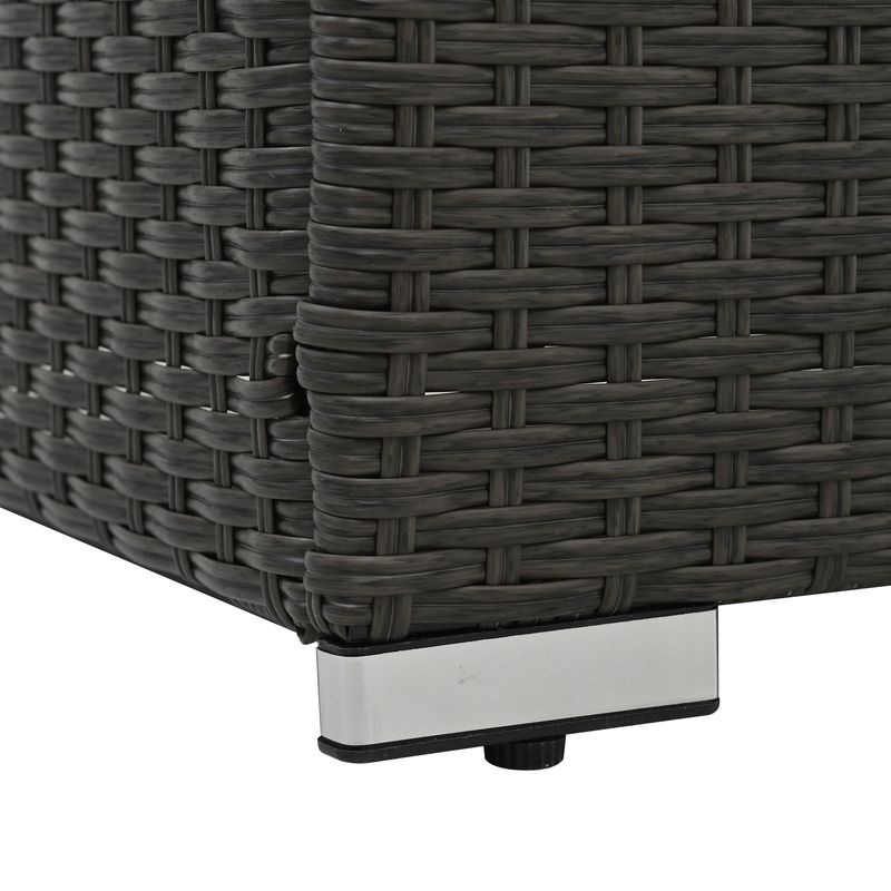 Patio Furniture PE Wicker & Tempered Glass Table_voghion.com