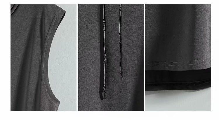 Men's Clothing Style Street Hooded Vest Men's Trendy Brand Hooded Sleeveless T Shirt Men's Sleeveless Sweater Hoodie Summer Vest Thin Section_voghion.com