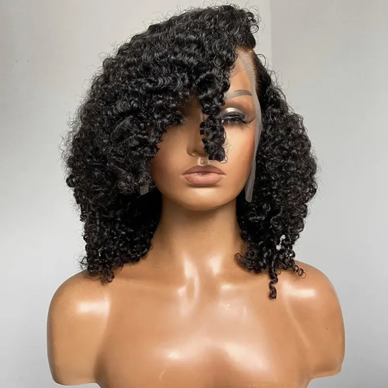 18inch 200 Density Kinky Curly Silk Base Full Lace Wig Glueless Brazilian Curly 5x5 Silk Top Full Lace Human Hair Wig For Women_voghion.com