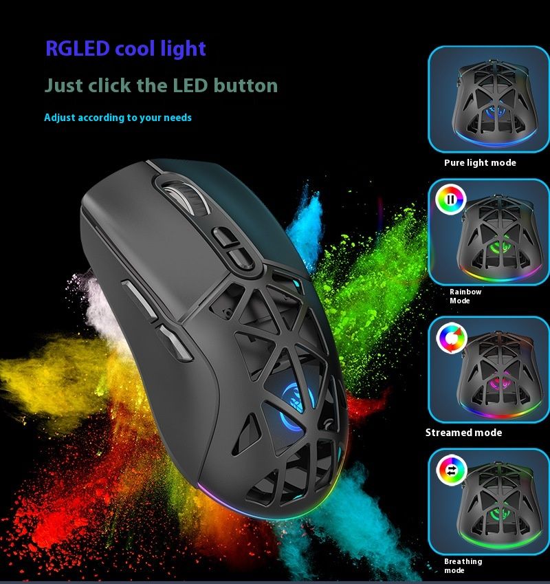 T26 Dual-Mode-Funkmaus RGB-Hintergrundbeleuchtung Aufladen Aushöhlen Austauschbare Rückseite Gaming Büro Computer Laptop_voghion.com
