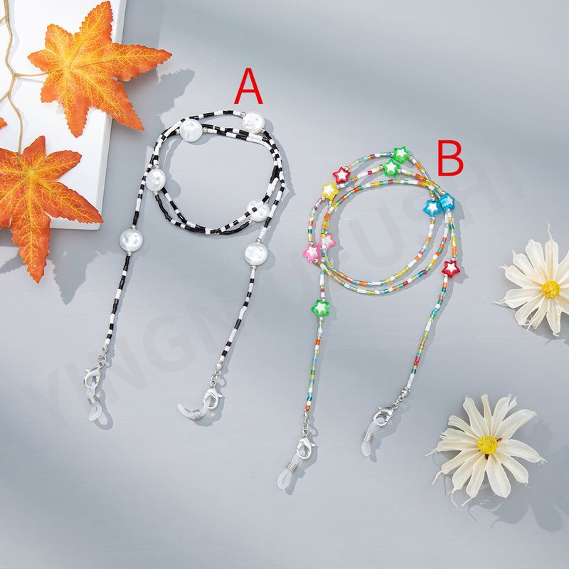 Catena per occhiali iridescente in cristallo acrilico alla moda per donna, elegante cinturino anti-smarrimento per maschera_voghion.com