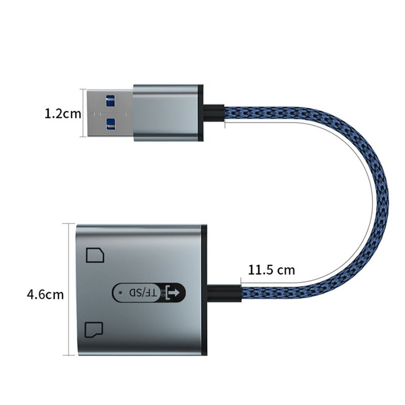 Kunjiuyou TF Plug And Play Dual Slot USB 3.0 High Speed Data Transmission 2 in 1 Camera Memory Card Reader Computer_voghion.com