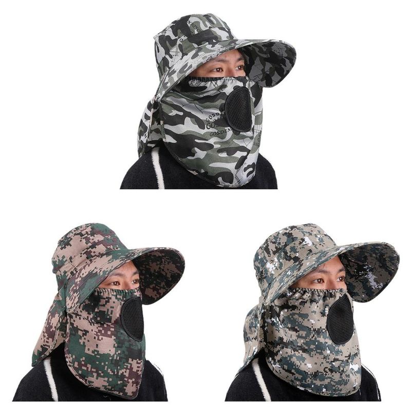 Hot Sale Summer Men Protection and Splashing Women Sun Shading Anti Ultraviolet Fisherman Hats Shawl Outdoor Cap Unisex_voghion.com