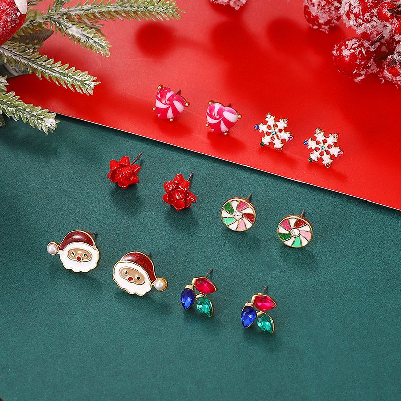 Set di orecchini Ins Snowflake Elk Babbo Natale 6 pezzi orecchini alla moda_voghion.com