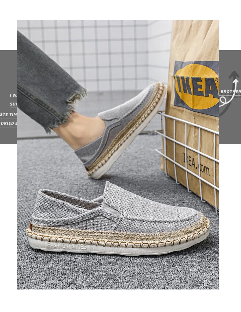 Απόδοση κόστους Ανδρικά casual ψάθινα υφασμάτινα παπούτσια ψαρά από παλιό ύφασμα Πεκίνου, αναπνεύσιμα παπούτσια για άνδρες, χαλαρά και μοντέρνα παπούτσια οδήγησης_voghion.com
