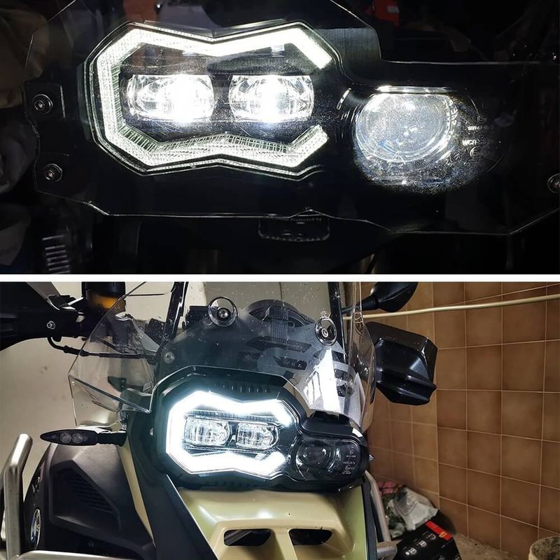 65W LED-Scheinwerfer mit DRL High/Low Halo-Beleuchtung Motorrad-Scheinwerfer für BMW F650GS F700GS F800GS F800R 2006-2018, eingebautes EMC DOT_voghion.com