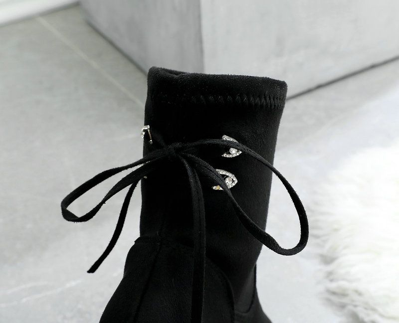 Small Size Fall/Winter French Style Flat Bottom Fleece-ed Boots_voghion.com