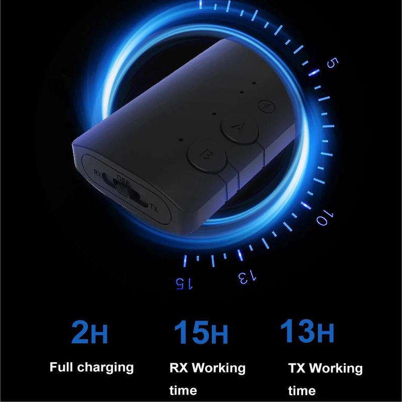 2 an 1 Bluetooth 5.2 Audio Adapter Kabellos Stereo Musek Empfänger Sender Ënnerstëtzung aptX/aptX-LL/aptX-HD Fir Auto Fernseh Lautsprecher_voghion.com