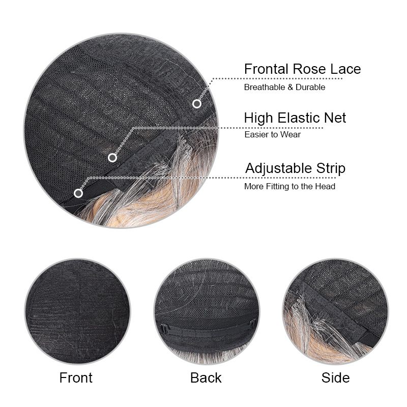 Synthetic Clip-in Men's Gray Side Parted Short Straight Hair Chemical Fiber Headpiece Multi Layered Natural Wig_voghion.com