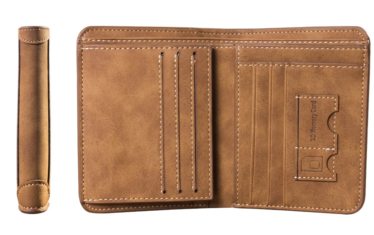 2024 European and American Fashion New Men's Wallet Short Frosted Leather Wallet Retro Three Fold Vertical Wallet Youth Multi Card Slot_voghion.com