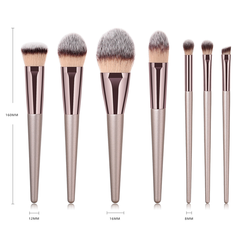7 Stück Make-up-Pinsel, Make-up-Tools, Augen-Set, Lidschattenpinsel, Champagner-Gold, Kaffeeröhrenpinsel, GUJHUI_voghion.com