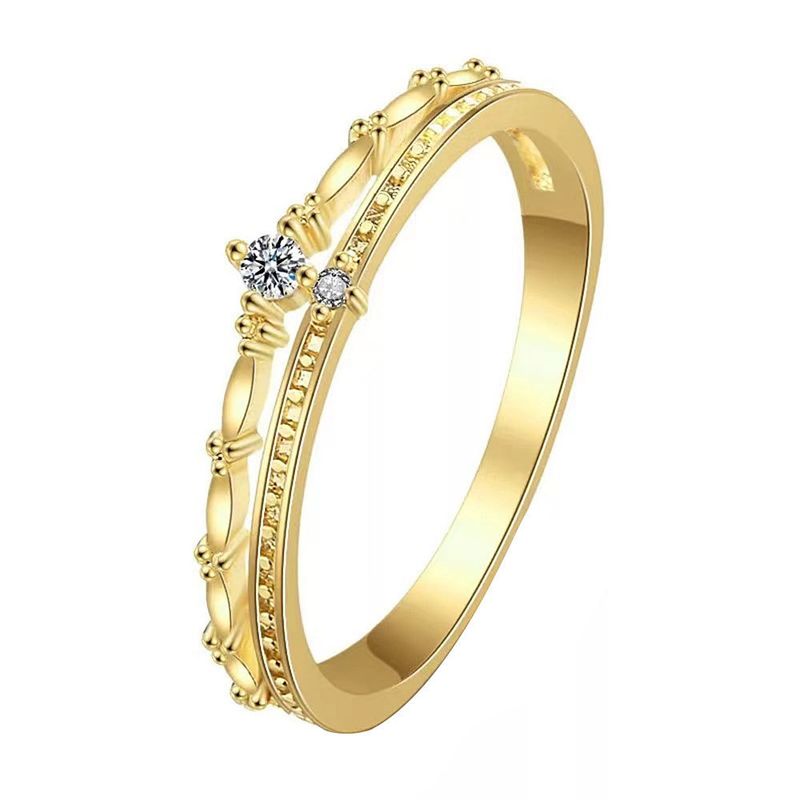 Ring van sterlingzilver (S925) voor dames, high-end persoonlijkheid, dubbellaags nicheontwerp, 14-karaats vergulde diamanten ring_voghion.com