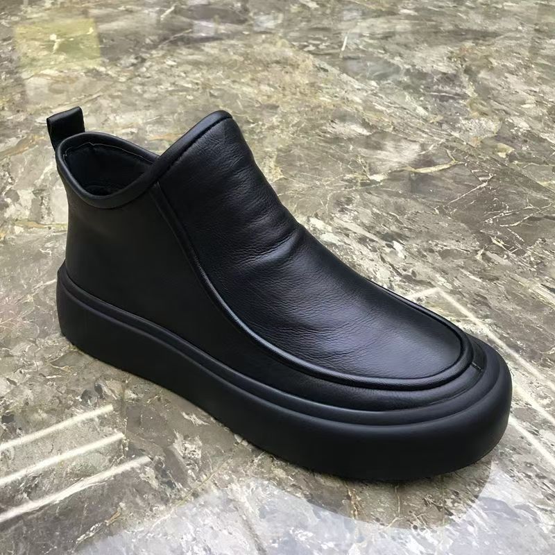 European Warm Series Men's Martin Winter British Style With Fleece Lining Warm High-top Leather Trendy Versatile Cotton Boots_voghion.com