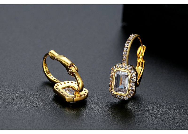 Orecchini geometrici con zirconi da donna, orecchini a polsino retrò placcati in rame, orecchini alla moda_voghion.com