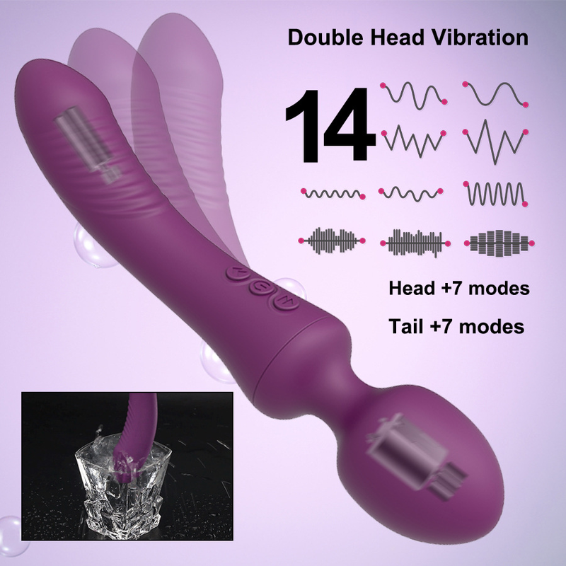Leistungsstarker Doppelkopf-Vibrator für Frauen, AV-Stab, Klitoris-Stimulation, G-Punkt. Weibliche Dildovibratoren Sexspielzeug für_voghion.com