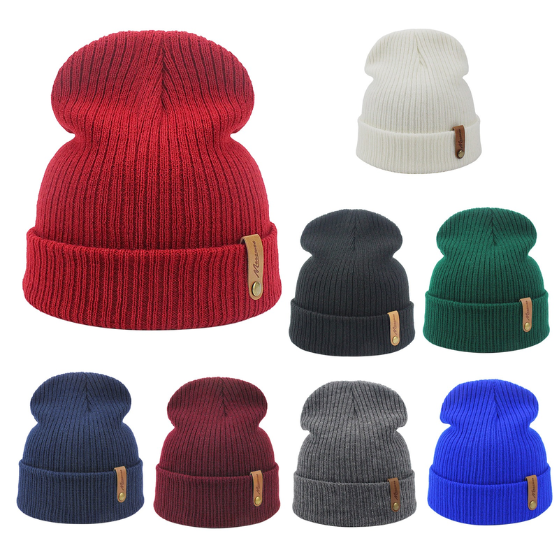 Neue Wintermütze für Frauen, gestrickt, Korea-Mütze, Thic Sullies-Hut, Herbst, im Freien, warme Streetwear-Caps, Rot, Schwarz, Weiß_voghion.com