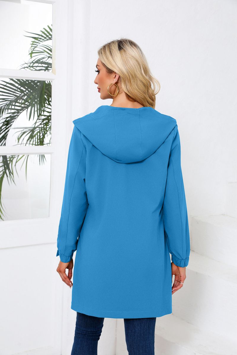 Giacca antivento con cappuccio impermeabile da donna - Cappotto casual leggero a maniche lunghe per primavera e autunno_voghion.com