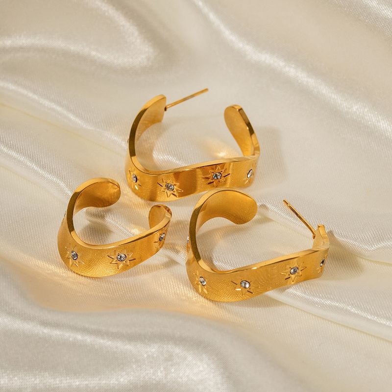 Orecchini in titanio INS stile francese, orecchini in acciaio inossidabile dorato alla moda e versatili_voghion.com