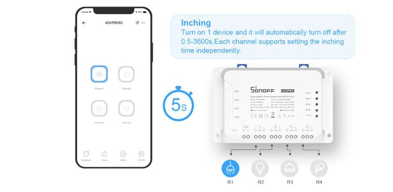Sonoff 4CH (R3) PRO R3 Modulo di automazione domestica Wifi Smart RF Interruttore a 4 bande Rolg Gate Controllo remoto eWek_voghion.com