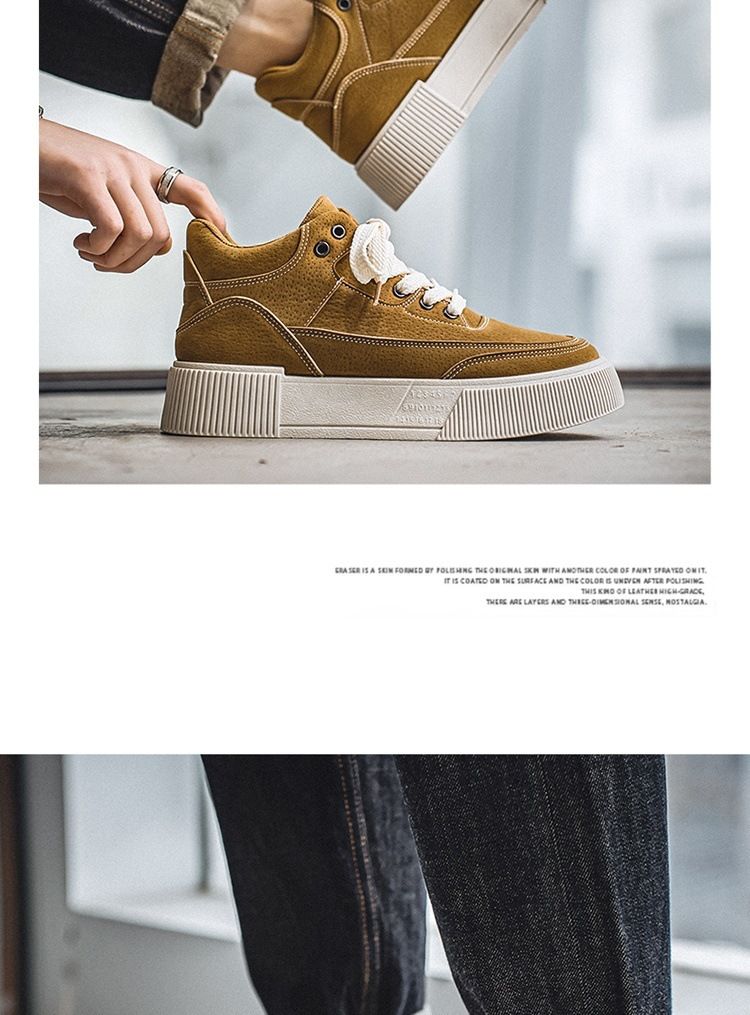 High board shoes for men, 2024 autumn new British style sports shoes, men's mid top Martin boots_voghion.com