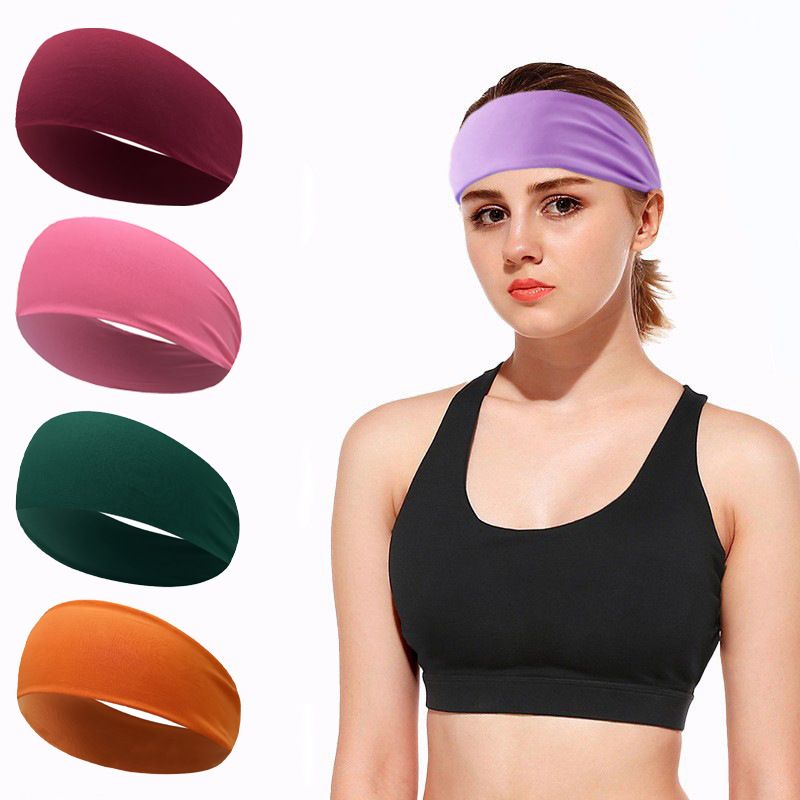 Simples cor sólida borda larga esportes mulheres, fitness corrida suor guia banda para homens, lenço de cabeça acessórios para cabelo, ioga_voghion.com