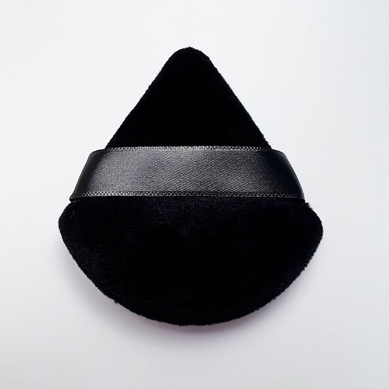 Small Ultra-Soft High-Density Dry Loose Powder Compact Makeup Sponge Boxed Black Velvet Triangle Puff_voghion.com