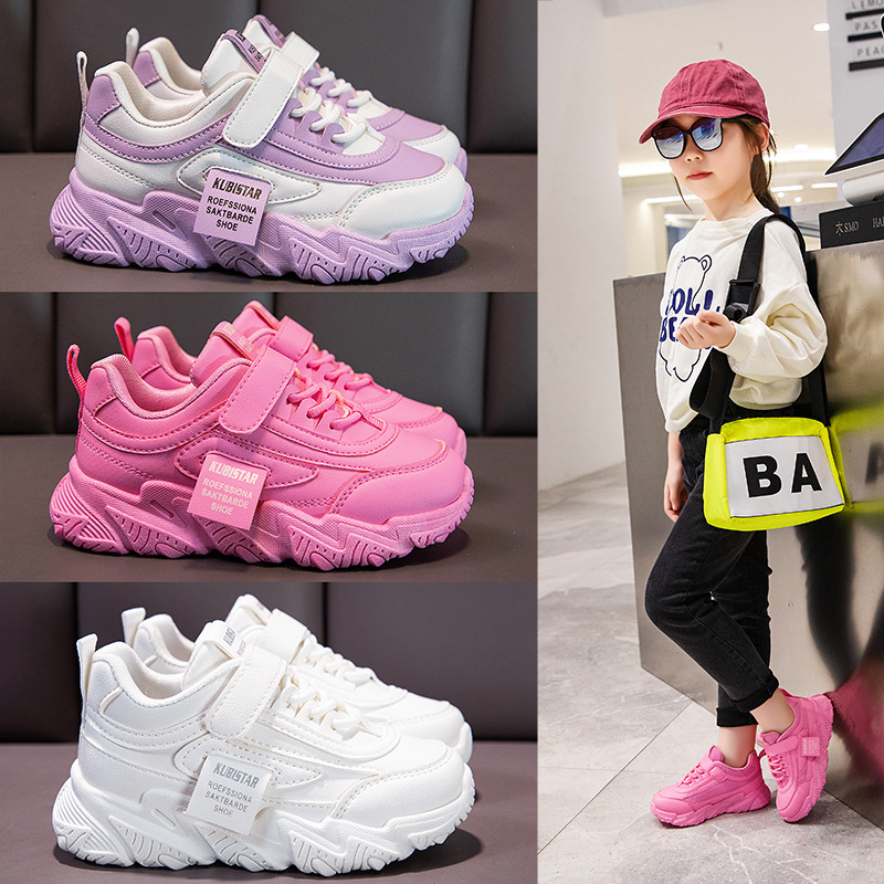 2024 frühjahr Neue kinder Sport Mädchen Casual Mesh Atmungsaktive Leichte Laufschuhe Student Kleine Weiße Schuhe_voghion.com