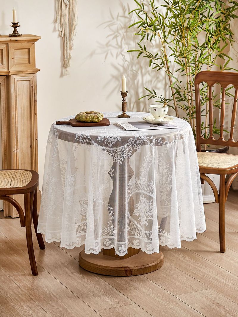 Nappe florale vintage - Housse de table ronde et rectangulaire antidérapante et résistante à la chaleur, tissu polyester lavable pour tables à manger et tables basses_voghion.com