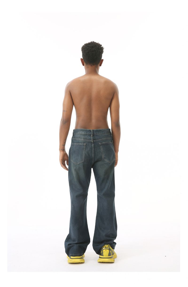 EF JEANS | 2024 New Versatile American Wax Surface Coated Blue Mop Jeans Tide_voghion.com